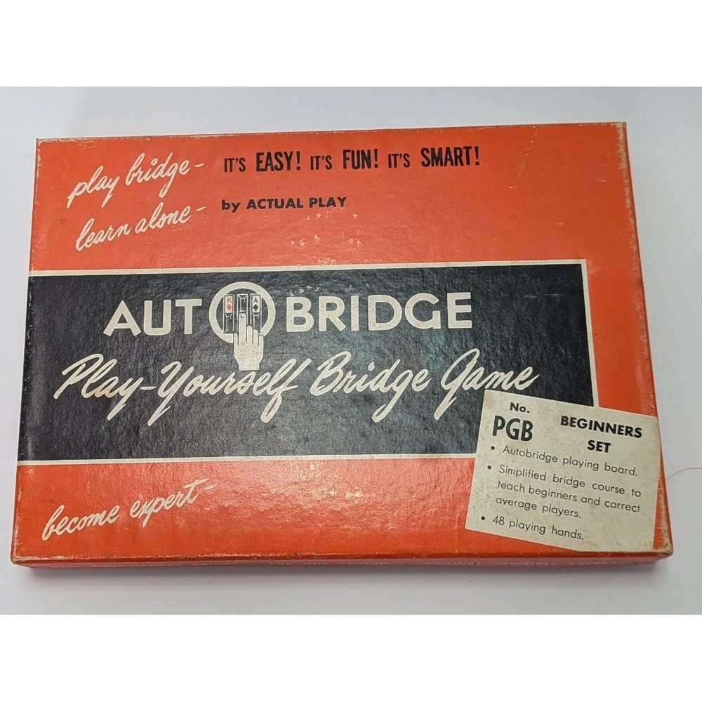 Autobridge Play-Yourself Bridge Game Beginners Set PGB Orange Vintage Solitaire